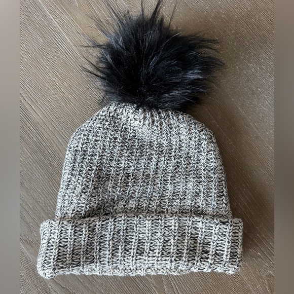 Love Your Melon Black/White Knit Hat with Black Pom Pom - Picture 2 of 3
